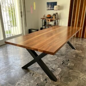 Mesa Cremona Cuadrada Madera Maciza Zoita y Hierro 