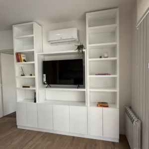 Mueble Modular Rack Tv Biblioteca Piamonte Blanco