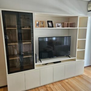 Mueble Rack Vajillero Cristalero Milano Blanco y Hierro