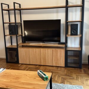 Mueble Modular Tv Lucca Paraiso y Hierro Puertas Enrejadas
