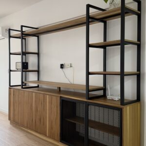 Modular Rack Tv Biblioteca Lucca Petiribi y Hierro