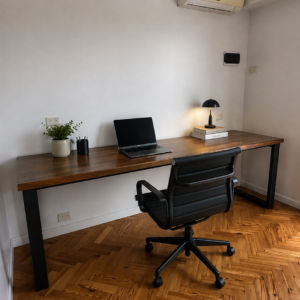 Escritorio Industrial Genova Madera Maciza Guayubira y Hierro